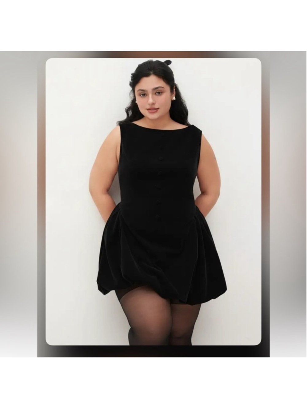 Cider VELVET BOAT NECK RUFFLE BUBBLE HEM MINI DRESS CURVE & PLUS Ci1-1 0XL